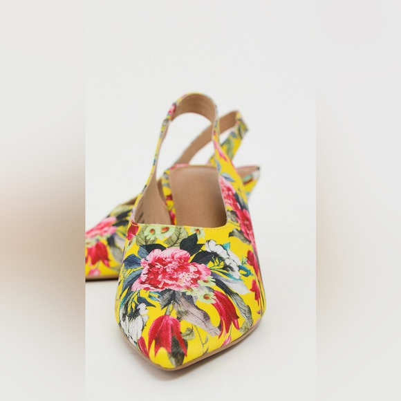 Floral mid heel sling back shoes - Picture 4 of 8